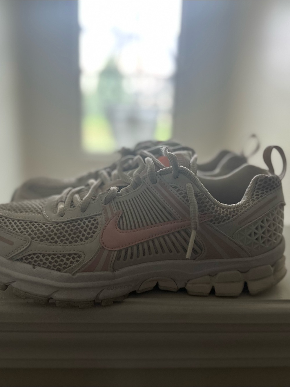 Nike Kids White and Light Pink Mesh Sneakers